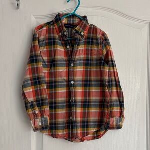 Janie And Jack Plaid Button-Down Shirt - Kids - Orange Multi